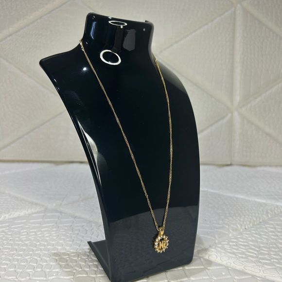 Nina Ricci Logo Gold Plated Stoned Necklace - Picture 2 of 5